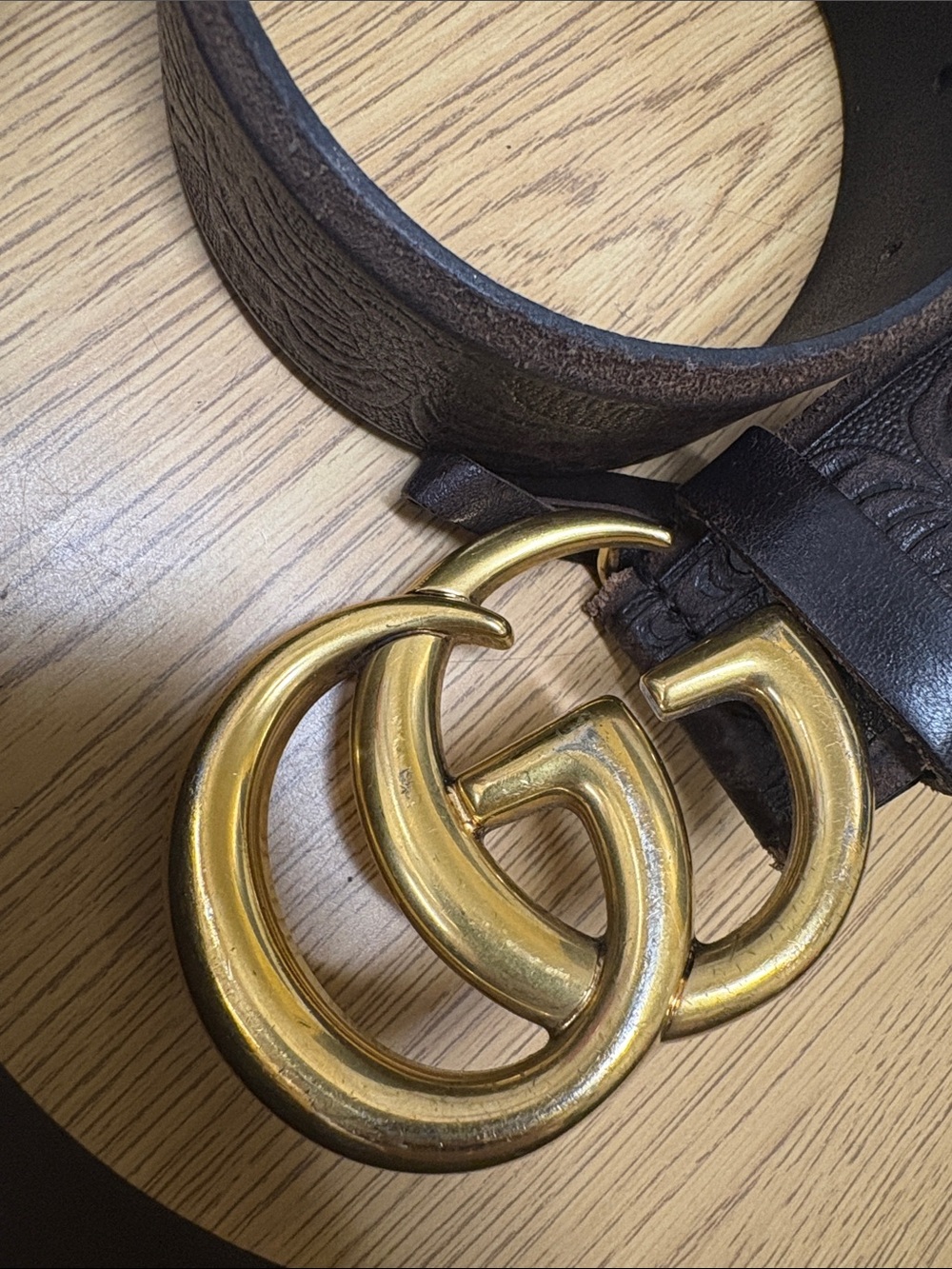 Gucci Brown Leather Belt with Gold Double G Buckle - Picture 2 of 10